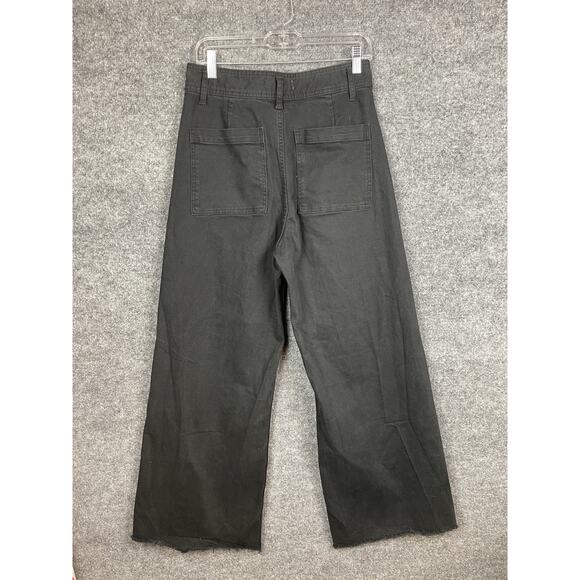 Zara High-rise wide-leg jeans in washed black denim with raw hem Size 10 - Picture 8 of 11